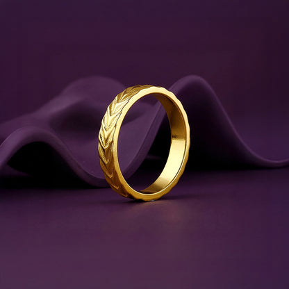 Golden Engraved Wheat Ring (Size 12)