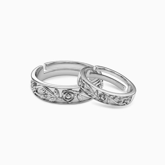 Silver Woven Promise Couple Rings