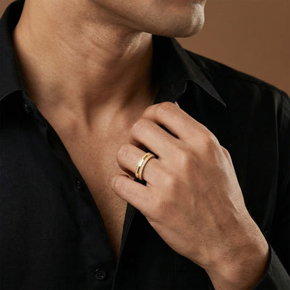 Golden Bold Fate Ring For Him (Size 20)