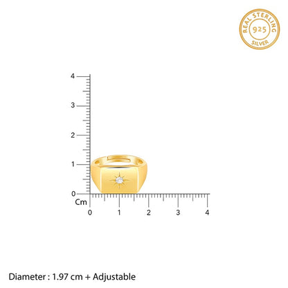 Golden Rise Star Signet Ring for Him (Size 22)