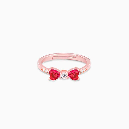 Rose Gold Cherry Bow Heart Ring