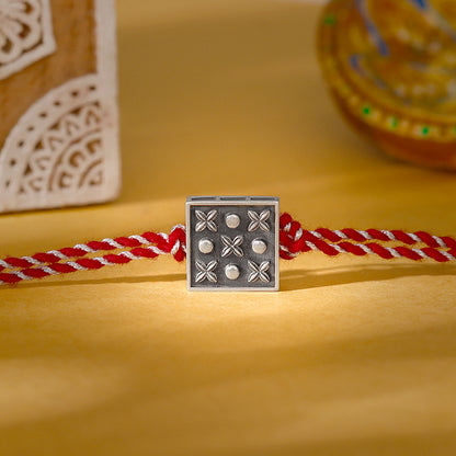 Oxidised Silver Square Rakhi
