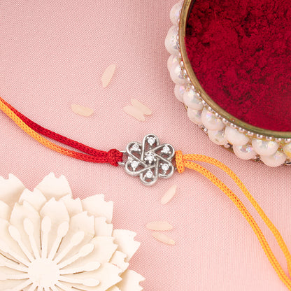 Silver Flowery Rakhi