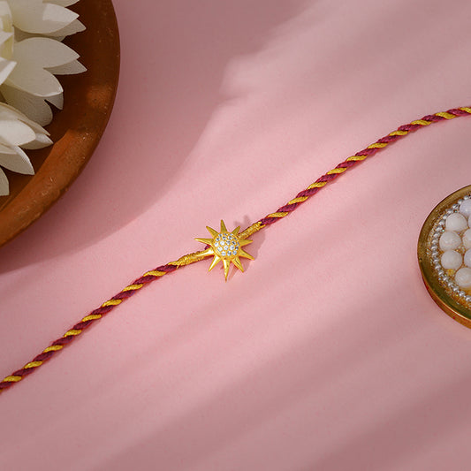 Golden Sparkling Sun Rakhi