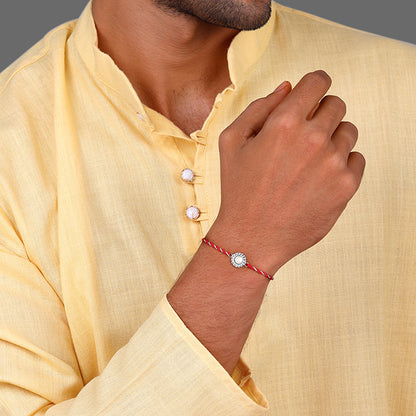 Silver Flower Pearl Rakhi