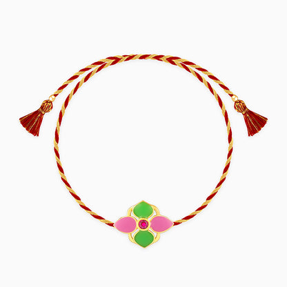 Golden Colourful Floral Rakhi