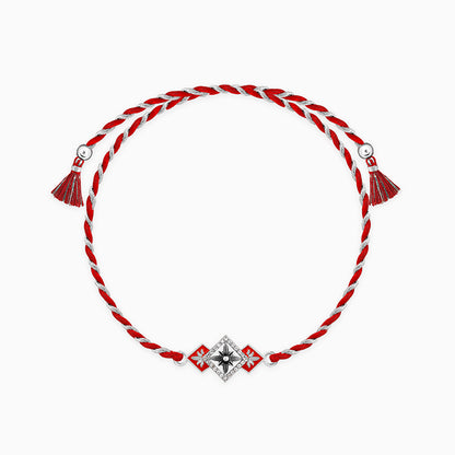 Silver Floral Square Rakhi
