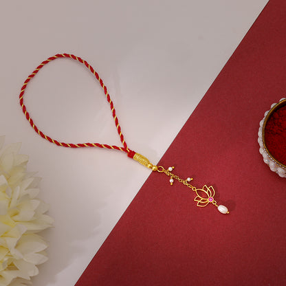 Golden Padma Pearl Lumba Rakhi