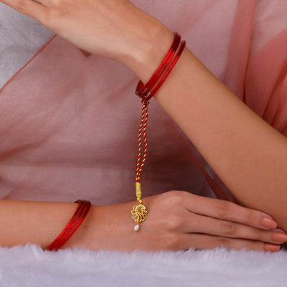 Golden Pearl Peacock Lumba Rakhi