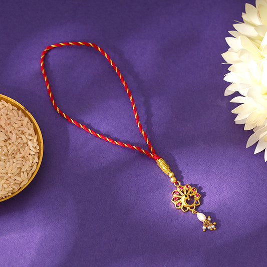 Golden Peacock Heritage Lumba Rakhi