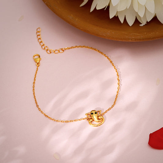 Golden Lord Ganesh Bracelet Rakhi