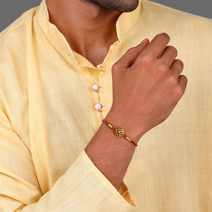 Golden Classic Swastik Rakhi