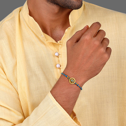 Golden Peacock Blossom Rakhi