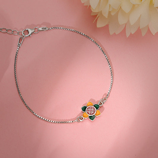 Silver Floral Bracelet Rakhi