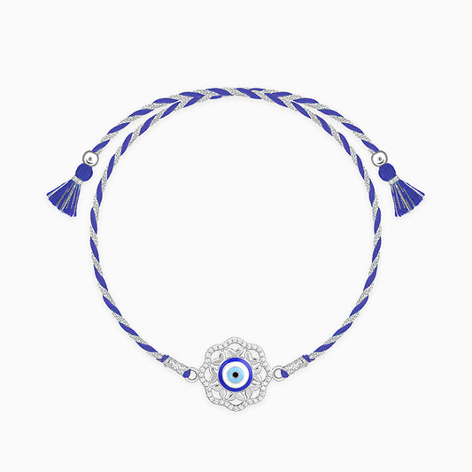 Silver Floral Evil Eye Rakhi