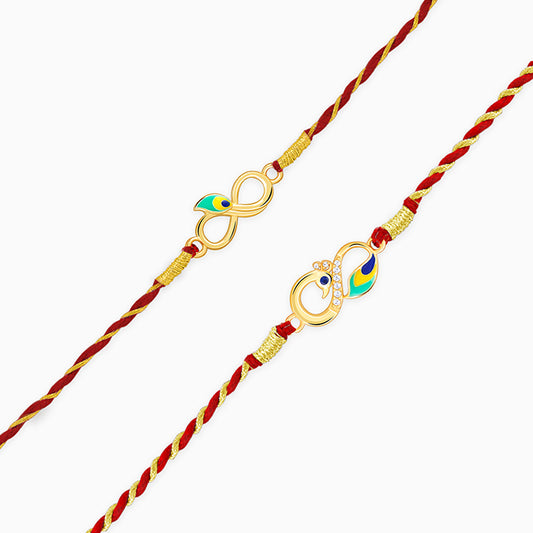 Golden Mor Pankh Rakhi Combo (set of 2)