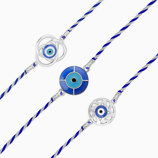 Silver Nazar Rakhi Combo (Set of 3)