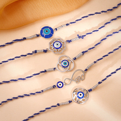 Silver Guardian Gaze Rakhi Combo (Set of 5)