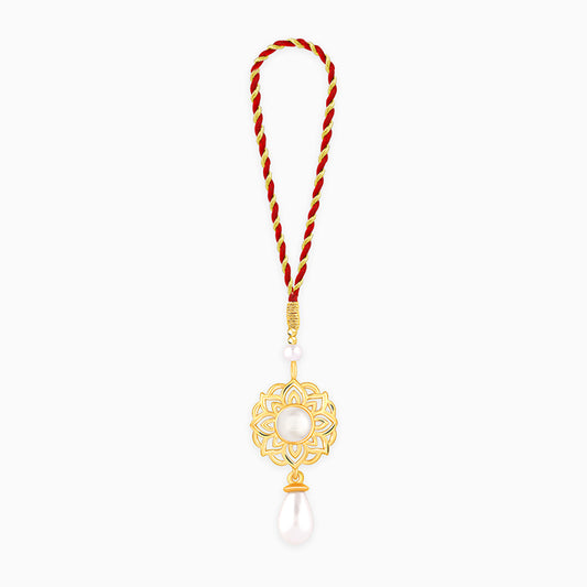 Golden Floret Pearl Lumba Rakhi