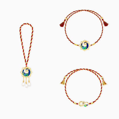Golden Morbandhan Bhaiya Bhabhi Rakhi Combo (Set of 3)