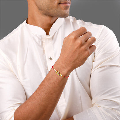 Golden Morbandhan Bhaiya Bhabhi Rakhi Combo (Set of 3)