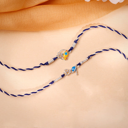 Silver Brotherly Love Rakhi Combo (Set of 2)