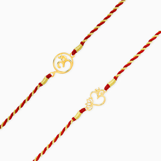 Golden Sacred Bloom Rakhi Combo (Set of 2)