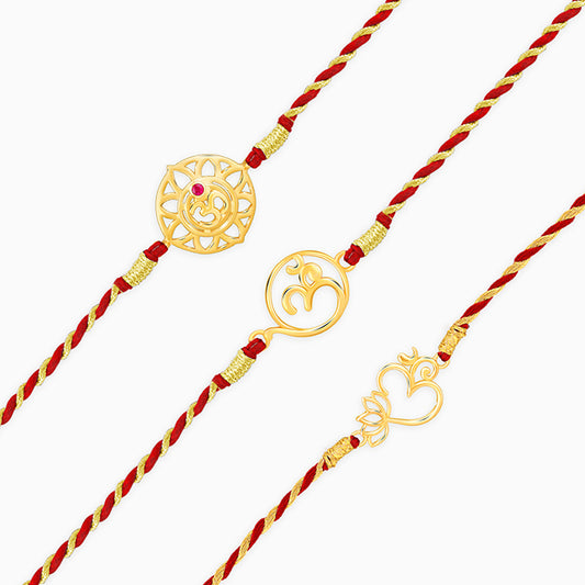 Golden Omkara Rakhi Combo (Set of 3)