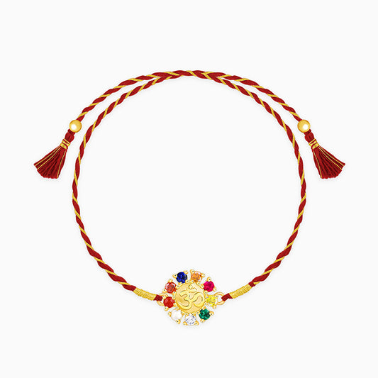 Golden Floral Om Rakhi
