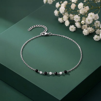 Silver Night Pebble Anklet