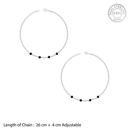 Silver Night Pebble Anklet