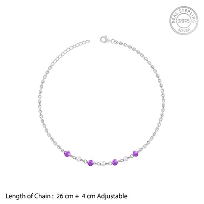 Silver Violet Tide Anklet