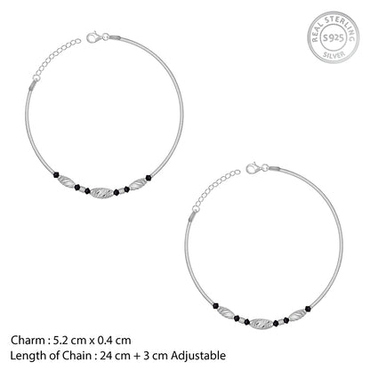 Silver Chrome Beaded Anklet