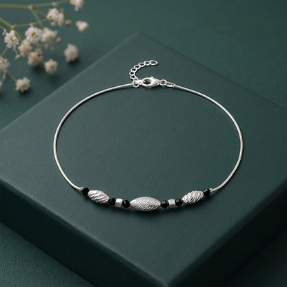 Silver Chrome Beaded Anklet