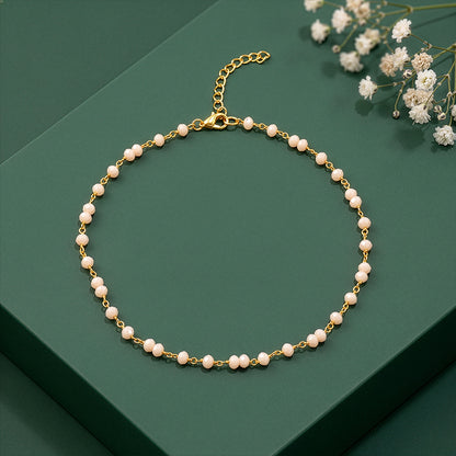 Golden Blush Quartz Bead Anklet