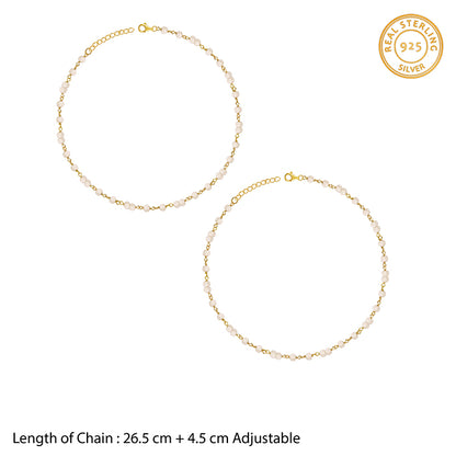Golden Blush Quartz Bead Anklet