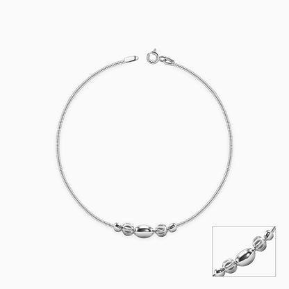 Silver Mixed Bead Chain Anklet