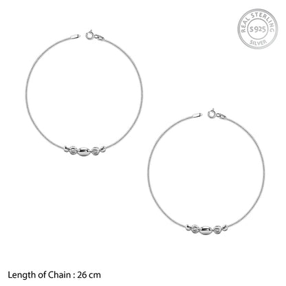 Silver Mixed Bead Chain Anklet