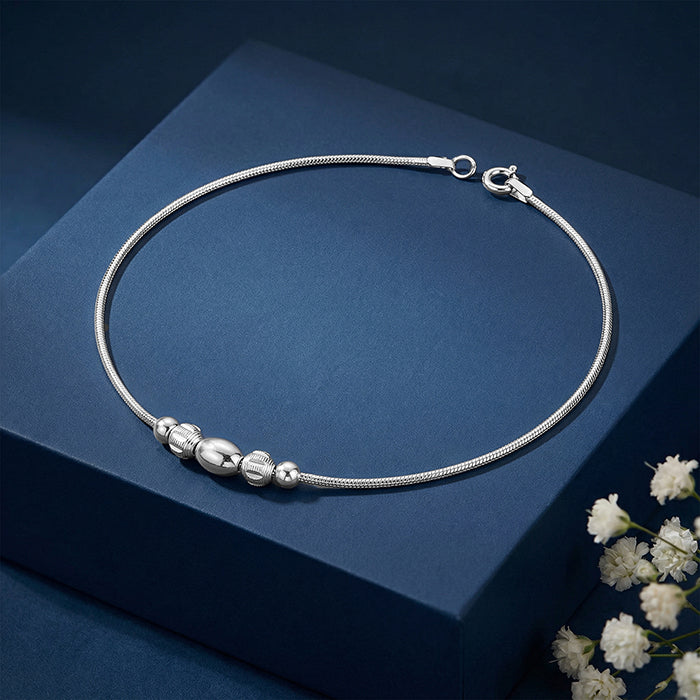 Silver Mixed Bead Chain Anklet
