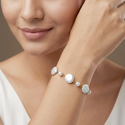 Golden Megan Pearl Bracelet