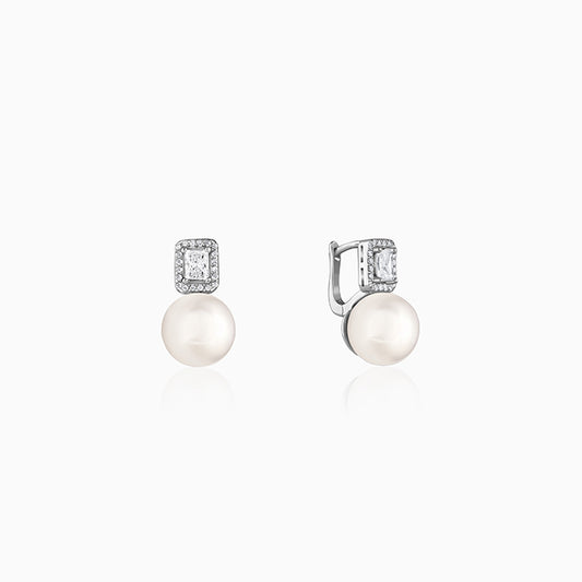 Silver Pearly Glam Earrings