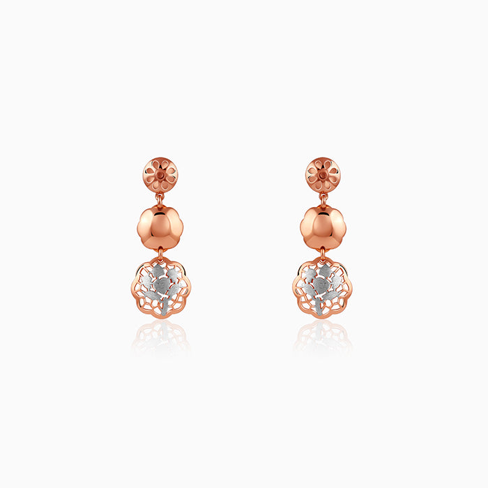 Dual Tone Filigree Orb Silver Earrings