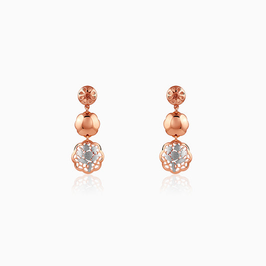 Dual Tone Filigree Orb Silver Earrings