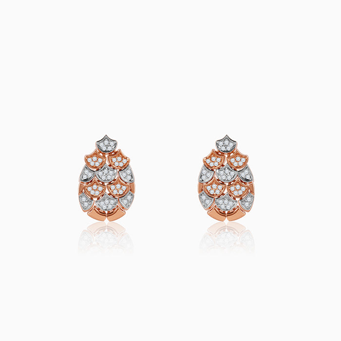 Dual Tone Oval Reef Silver Earring