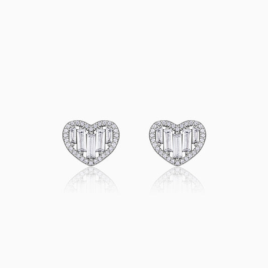 Silver Cute Heart Studs