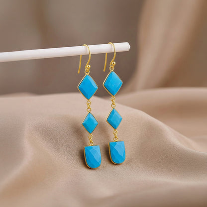 Golden Turquoise Drift Dangler Earrings