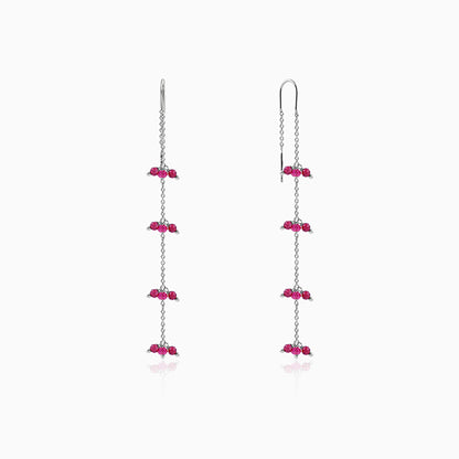 Silver Crimson Sui Dhaga Earrings