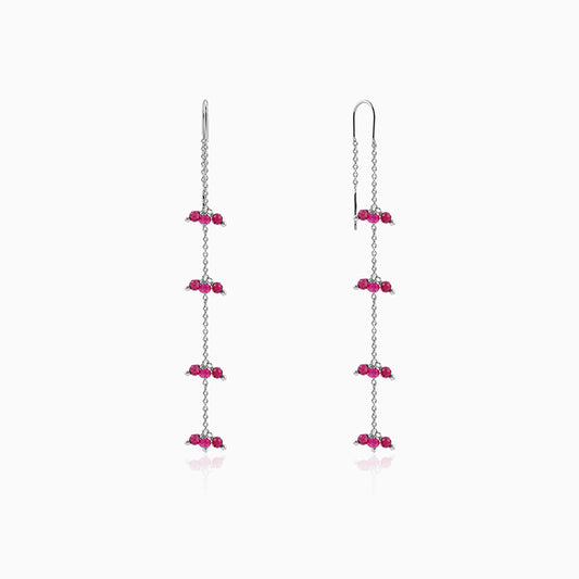 Silver Crimson Sui Dhaga Earrings