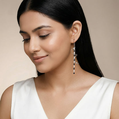 Silver Noir Swirl Dangler Earrings