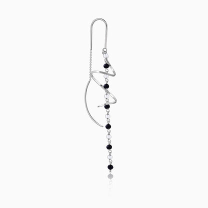 Silver Noir Swirl Dangler Earrings